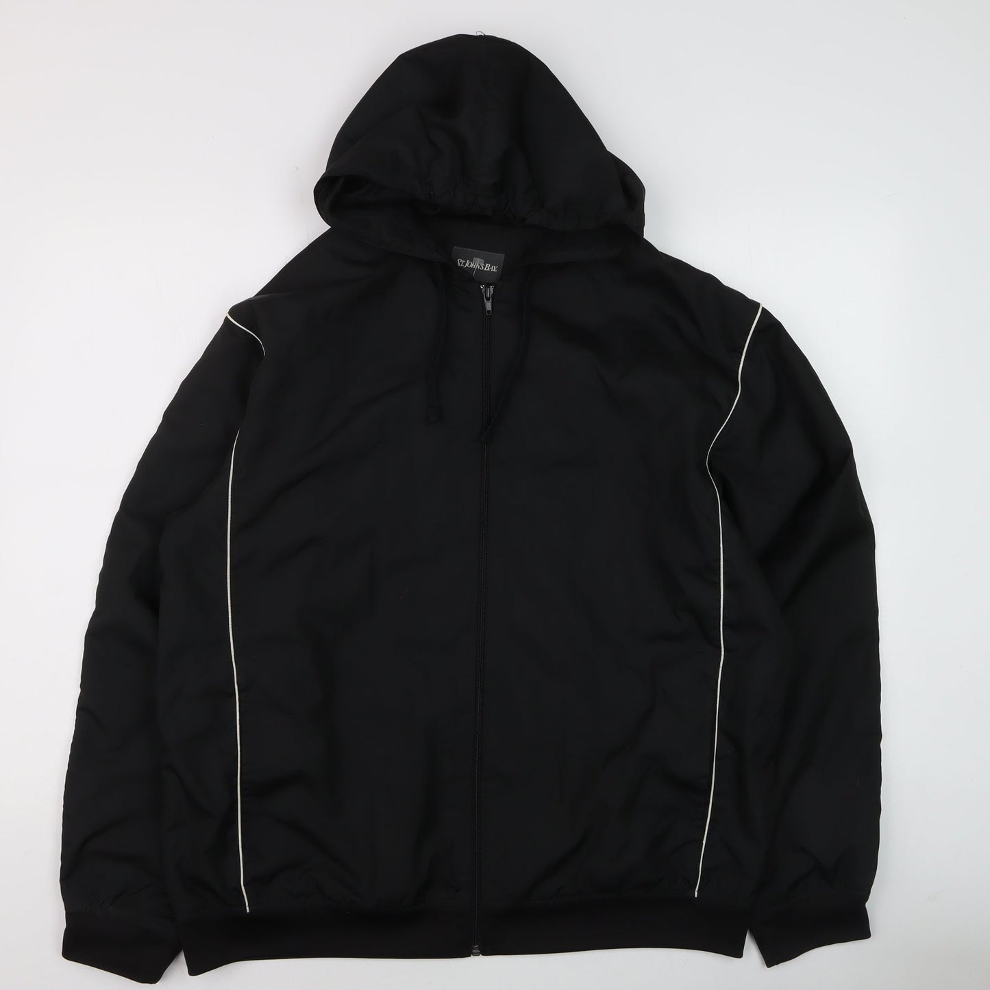 St. John's Bay Men's Black M Windbreaker Hooded Jacket