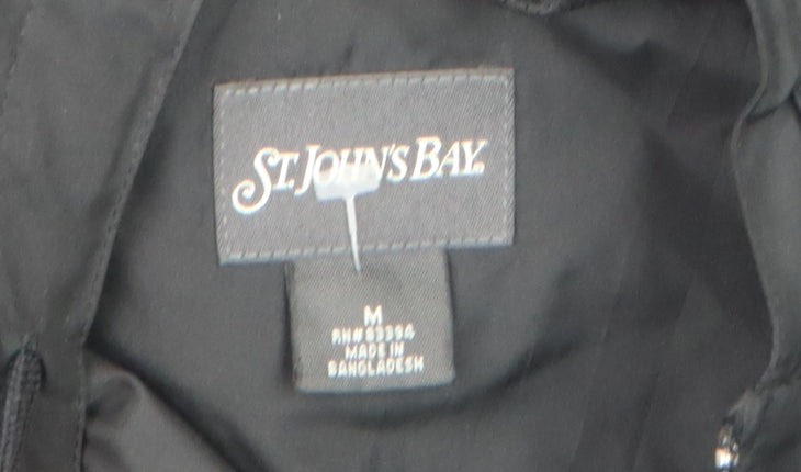 St. John's Bay Men's Black M Windbreaker Hooded Jacket