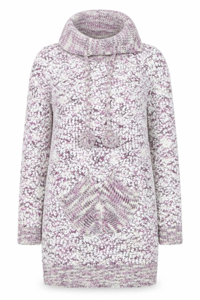 Stella Womens Multicoloured Size 10 Chunky Knit Hooded Tunic Jumper