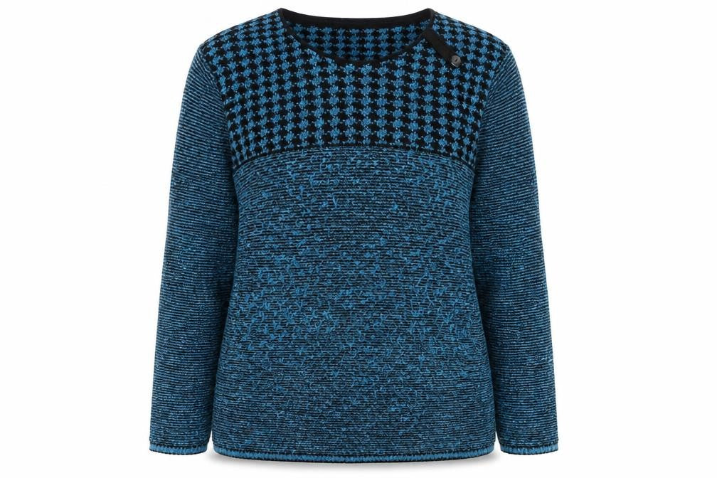 Afibel Women's Blue Geometric Knit Pullover Jumper Size 20