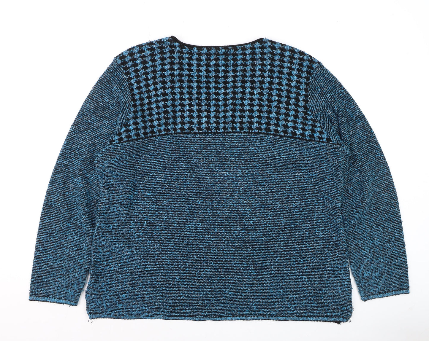 Afibel Women's Blue Geometric Knit Pullover Jumper Size 20