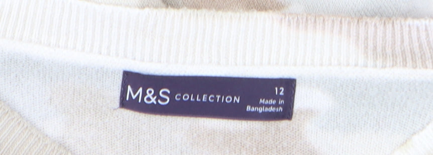 Marks and Spencer Women Beige Camouflage Jumper Size 12