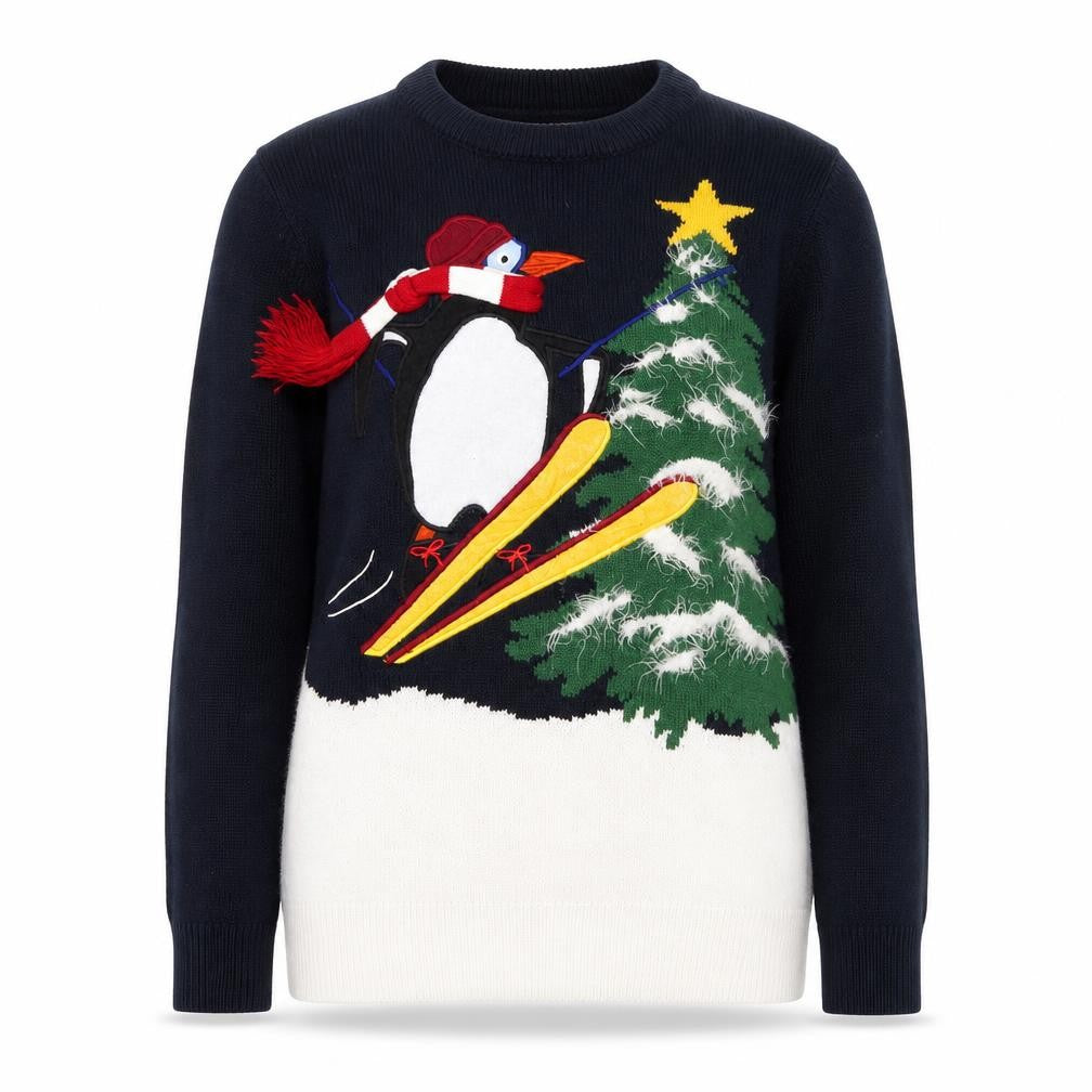 Next Womens Black Christmas Penguin Jumper XS Pullover Knit