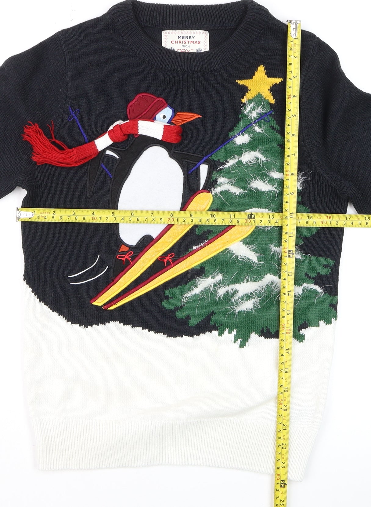 Next Womens Black Christmas Penguin Jumper XS Pullover Knit