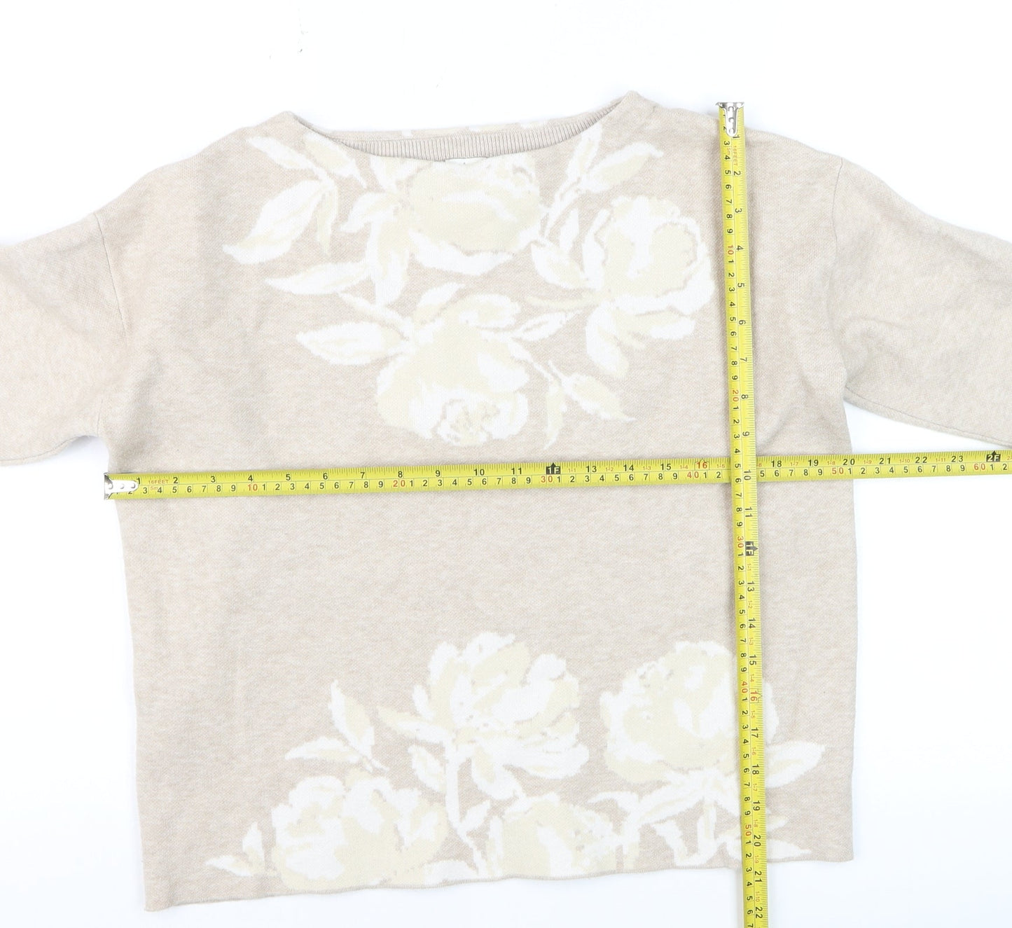 Joie Womens Beige Floral Knit Pullover Jumper Size M