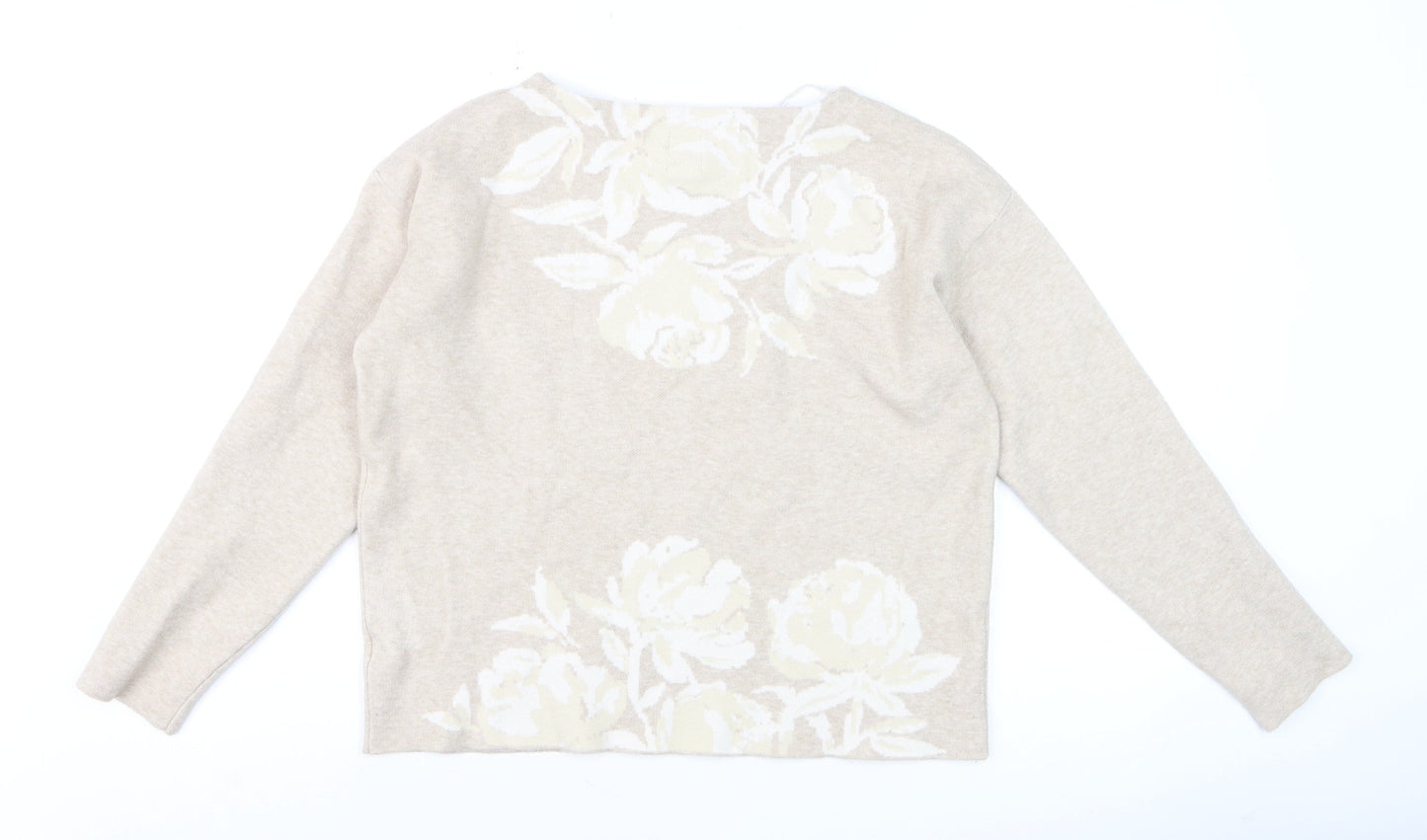 Joie Womens Beige Floral Knit Pullover Jumper Size M