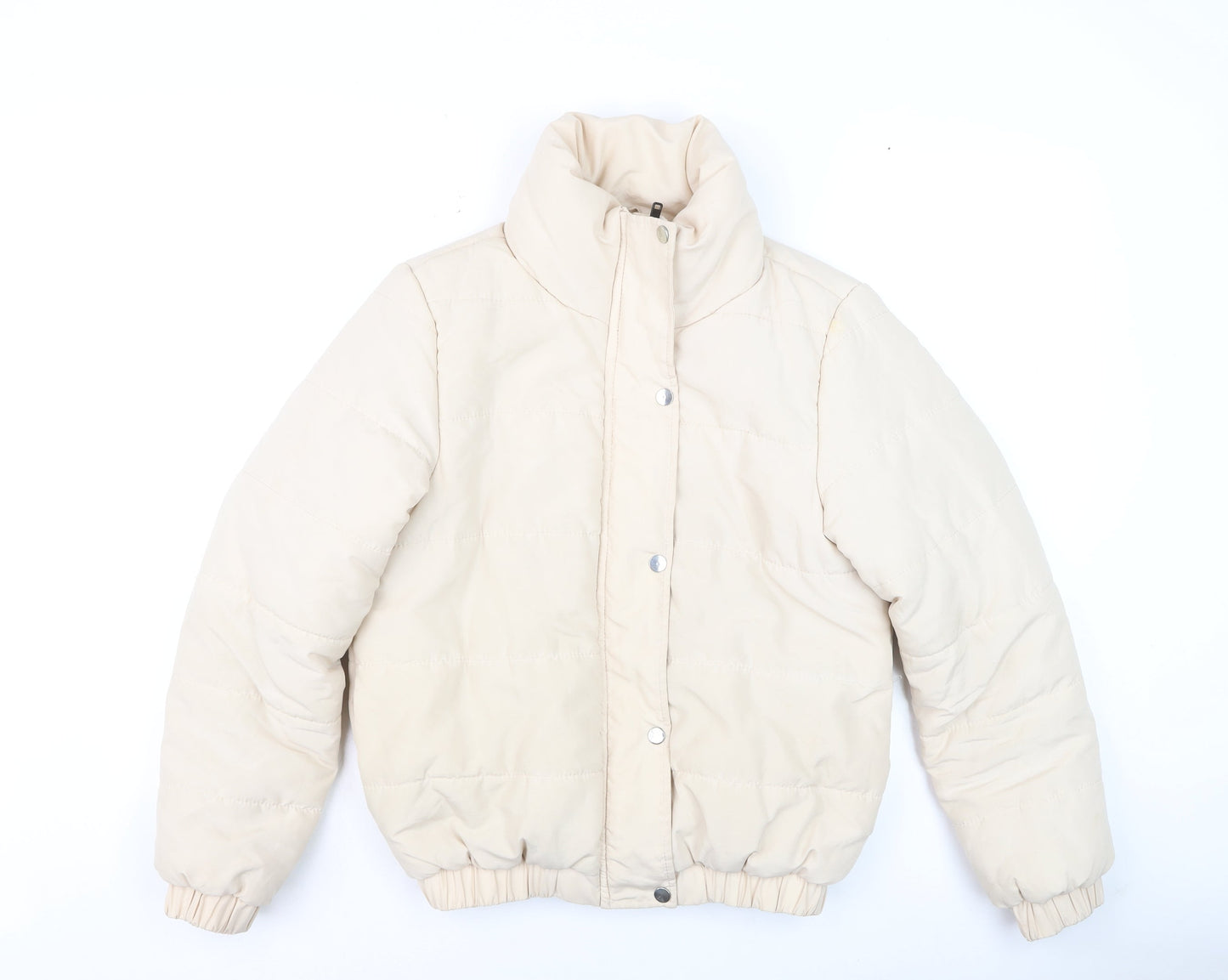 Boohoo Women's Beige Puffer Jacket Size 10 Winter Warm Outerwear