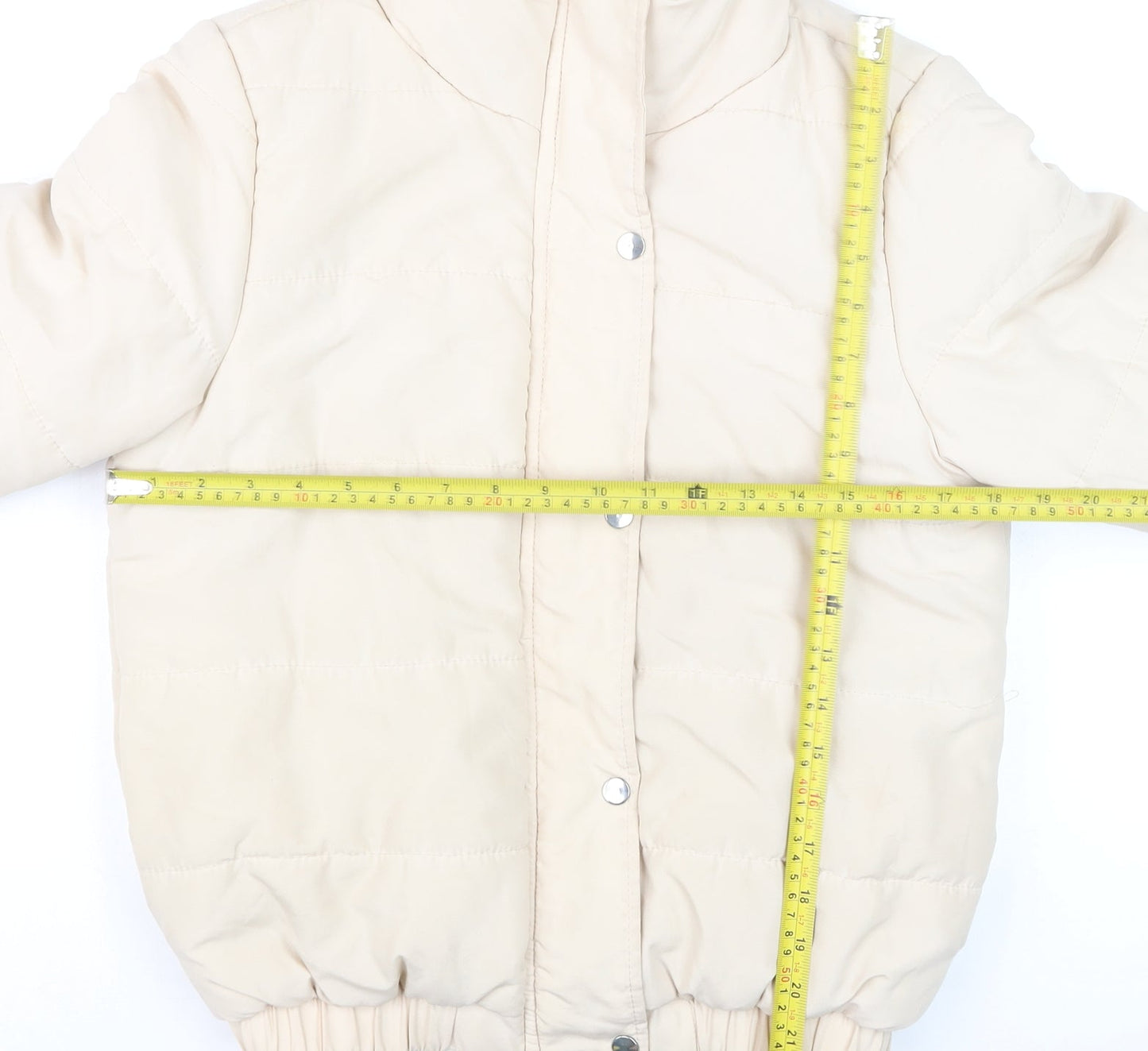 Boohoo Women's Beige Puffer Jacket Size 10 Winter Warm Outerwear