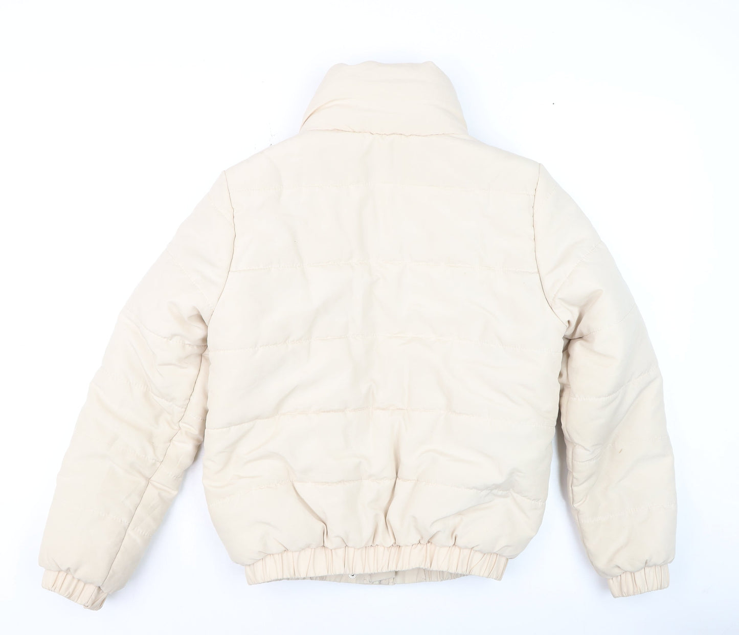Boohoo Women's Beige Puffer Jacket Size 10 Winter Warm Outerwear