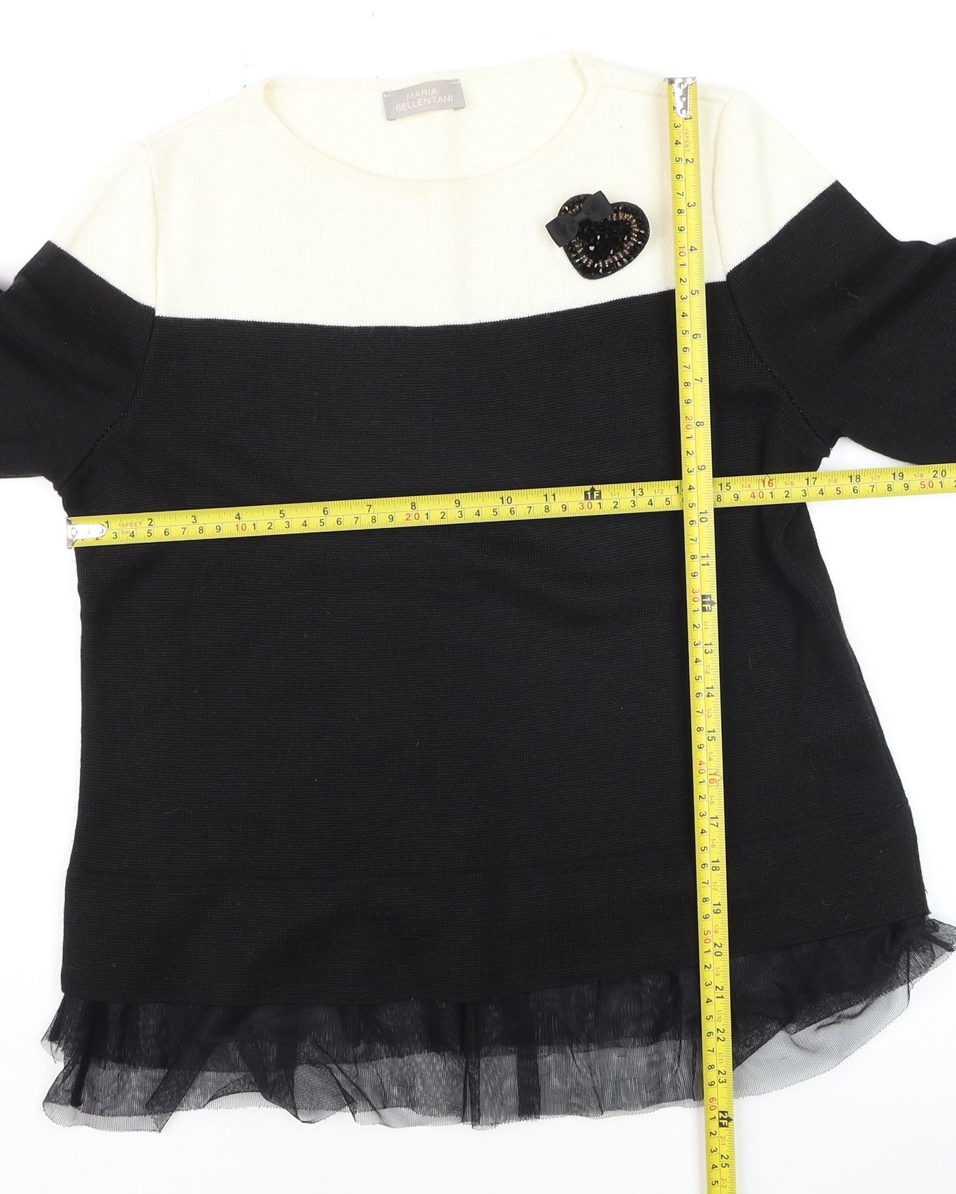 Maria Bellentani Women Black Wool Blend Pullover Jumper Size 10