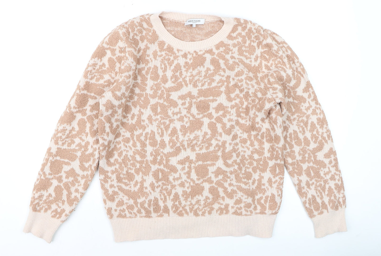 Great Plains Women's Beige Animal Print Wool Blend Jumper L