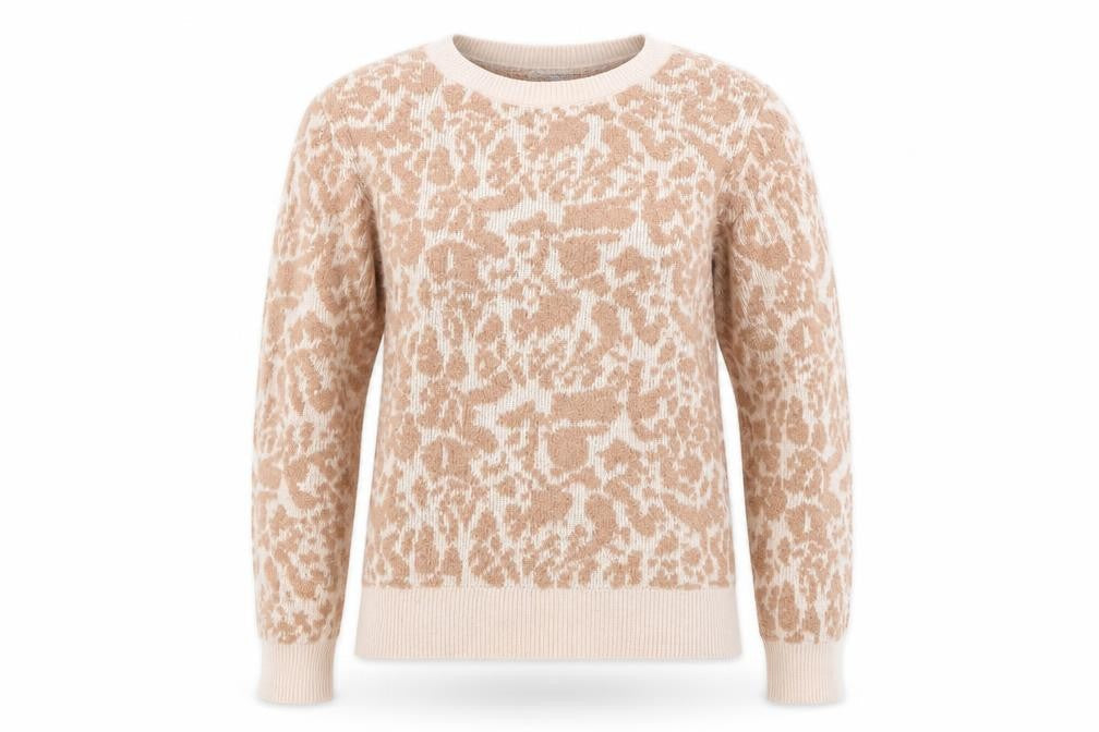 Great Plains Women's Beige Animal Print Wool Blend Jumper L