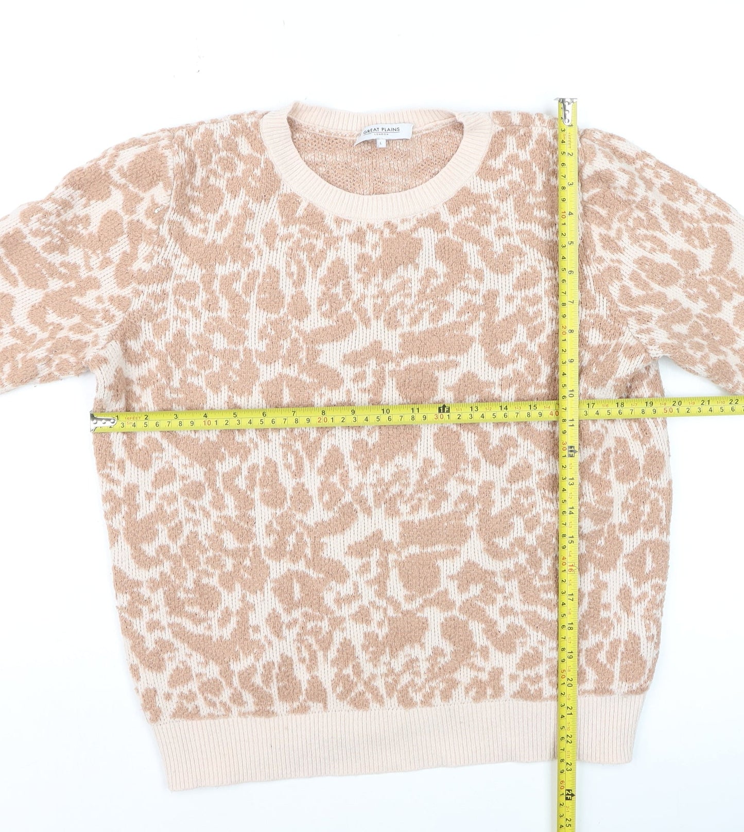 Great Plains Women's Beige Animal Print Wool Blend Jumper L