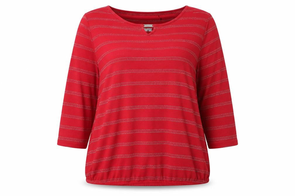 Bonmarché Women’s Red Striped Metallic Jersey T-Shirt Size 20