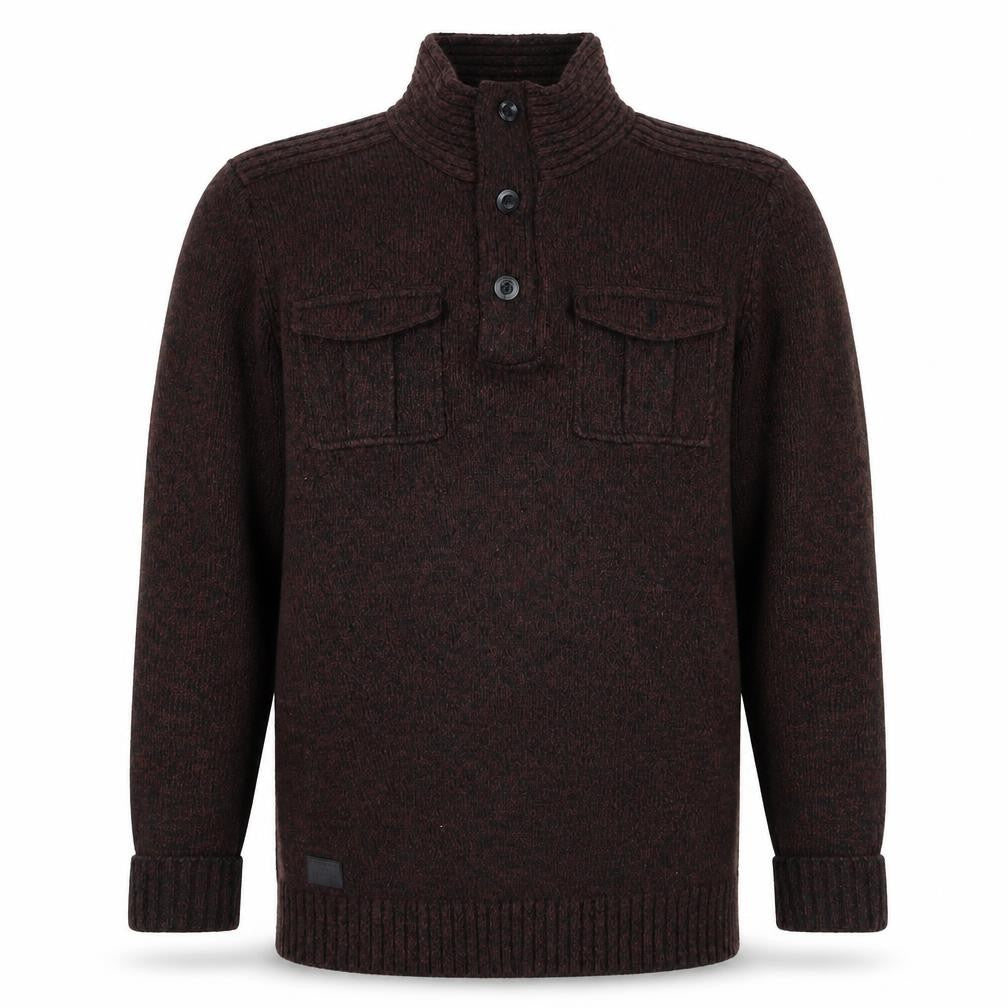 Dissident Men's Brown Henley Knit Jumper Size M