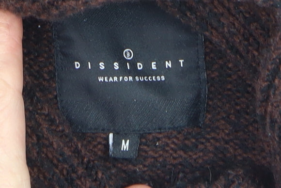 Dissident Men's Brown Henley Knit Jumper Size M