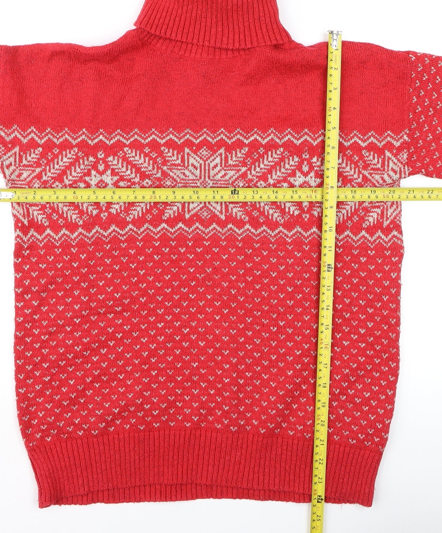 FatFace Women’s Red Fair Isle Roll Neck Jumper Size 8