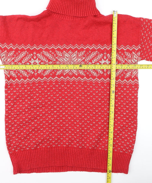 FatFace Women’s Red Fair Isle Roll Neck Jumper Size 8