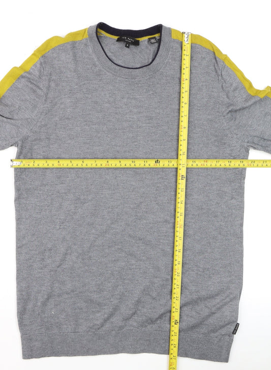 Ted Baker Men’s Grey Crew Neck Cotton Blend Pullover Jumper Size L