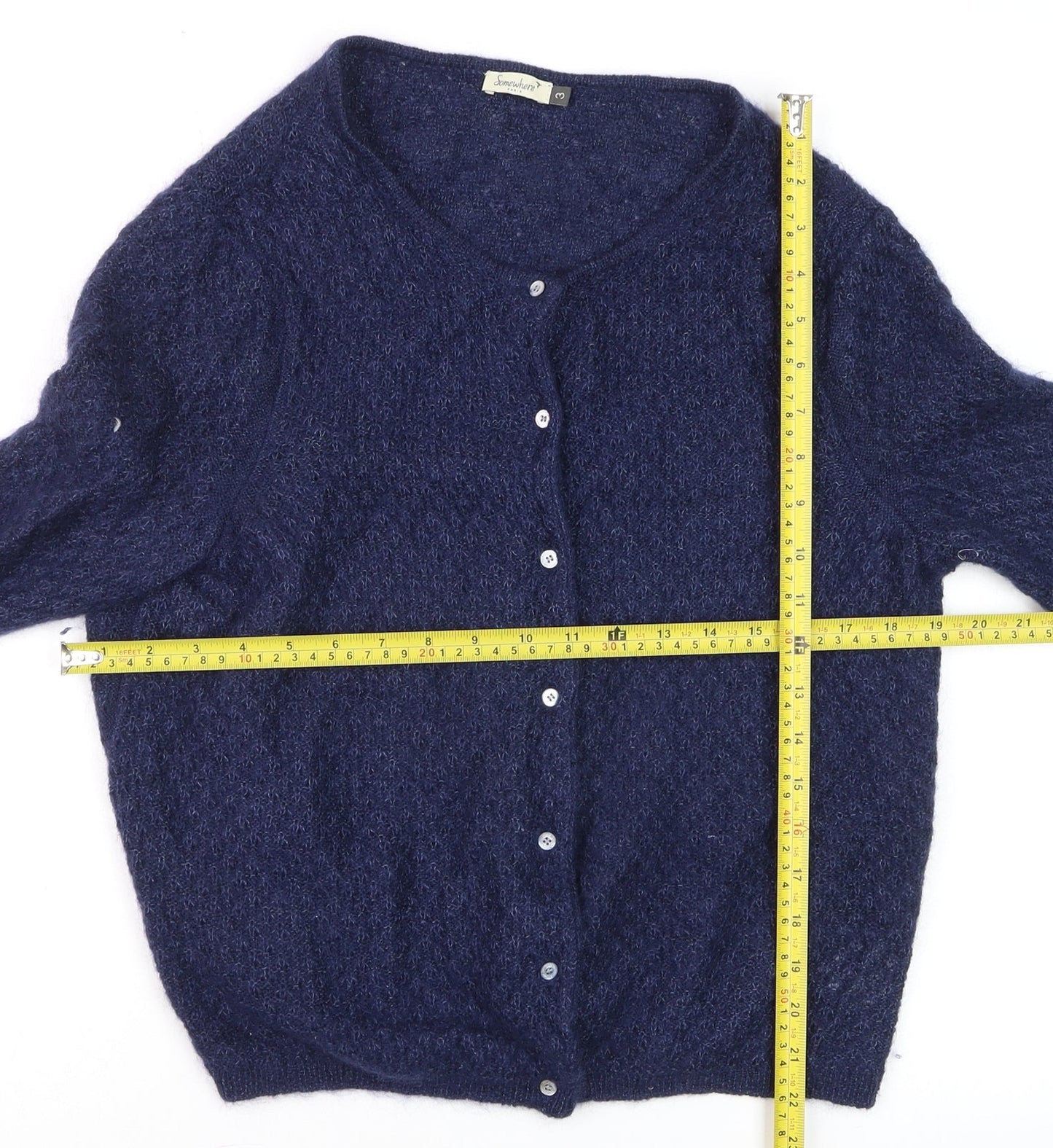 Somewhere Paris Women's Blue Wool Mohair Knit Cardigan Size 12