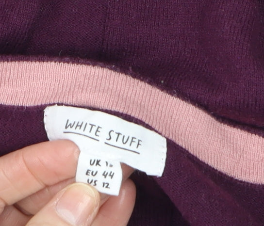White Stuff Women's Purple Merino Cotton Jumper Size 16