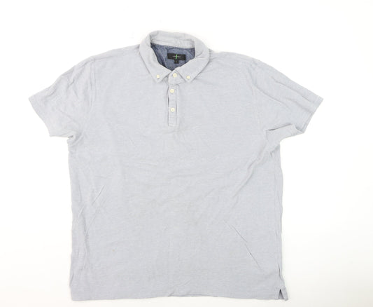 Jasper Conran Men's Grey Collared Short Sleeve Cotton T-Shirt Size L