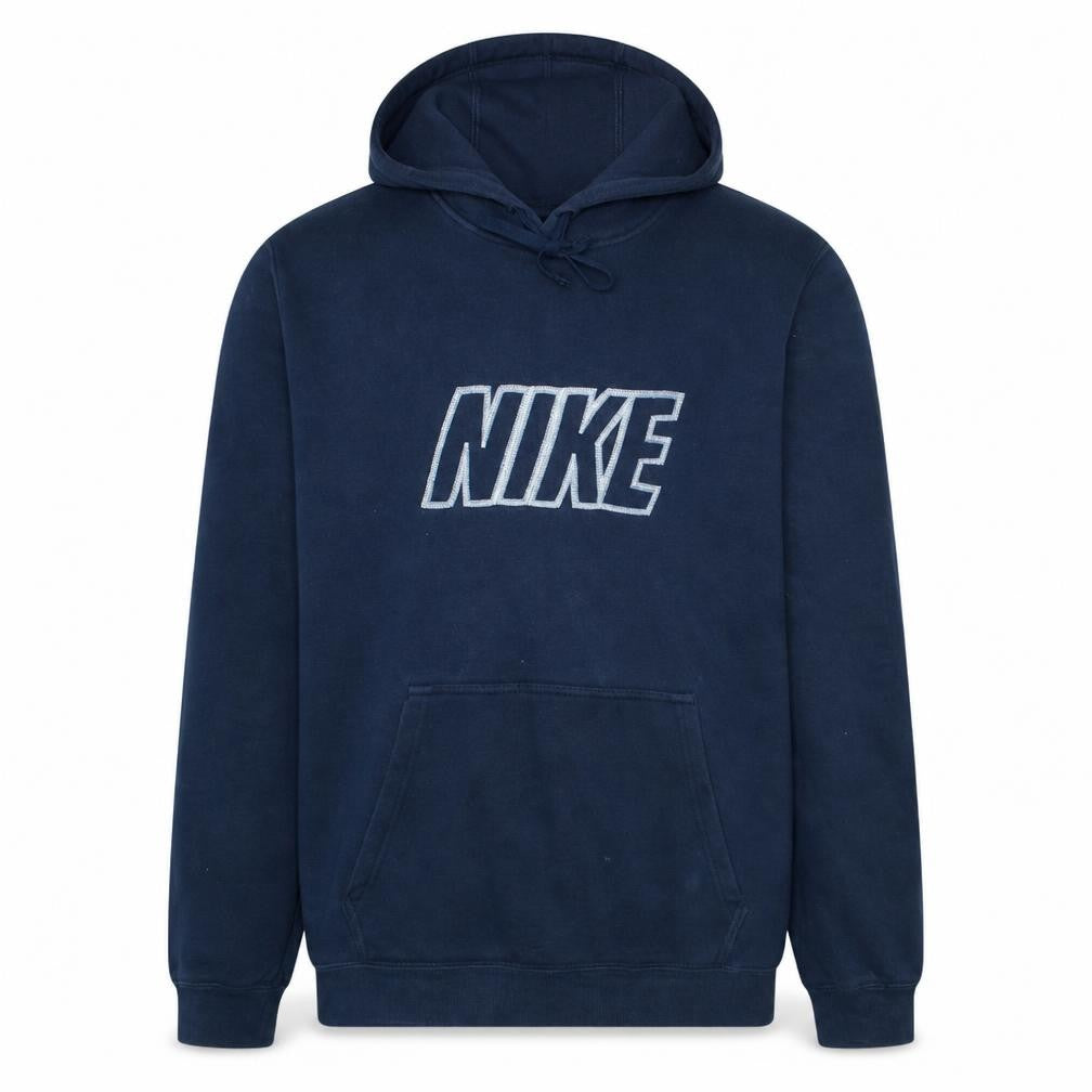 Nike Men's Navy Blue Pullover Hoodie Medium Classic Logo Cotton Blend