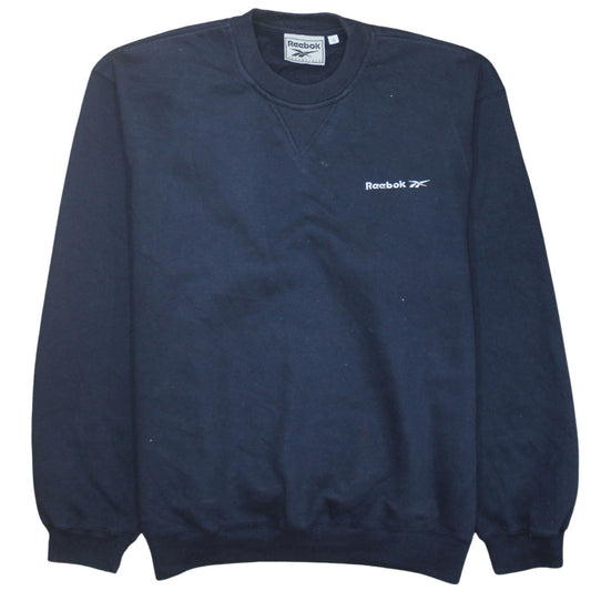 Reebok Men's Blue Pullover Sweatshirt Small Crew Neck Logo Fleece