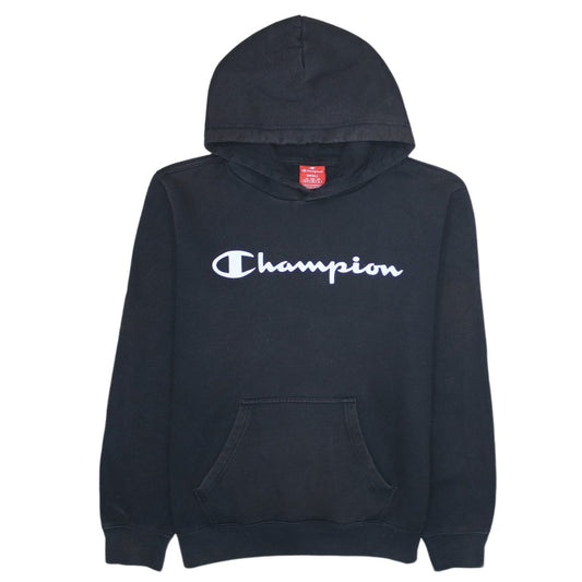 Champion Womens Black Small Pullover Hoodie Logo Print