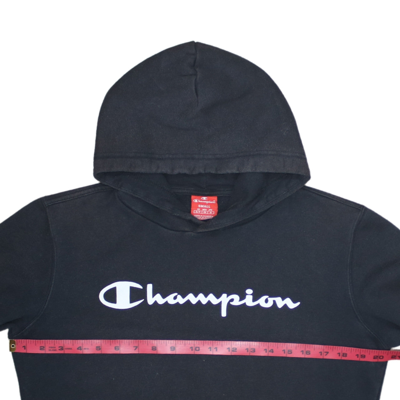 Champion Womens Black Small Pullover Hoodie Logo Print