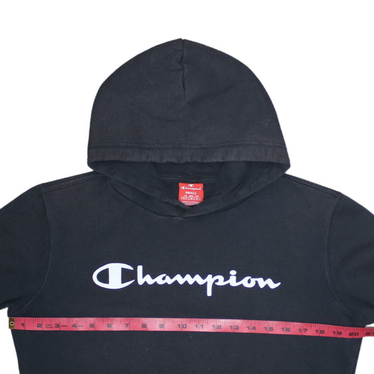 Champion Womens Black Small Pullover Hoodie Logo Print