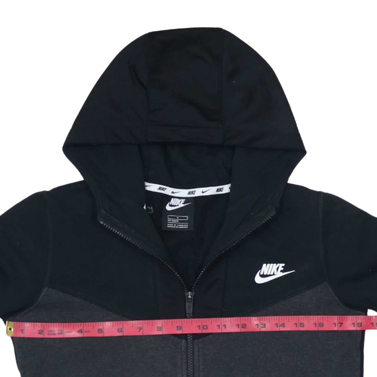 Nike Boys Black Full Zip Fleece Hoodie Size 158 Logo Sportswear
