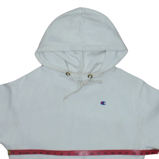 Champion Women White Small Pullover Hoodie Reverse Weave Cotton Blend
