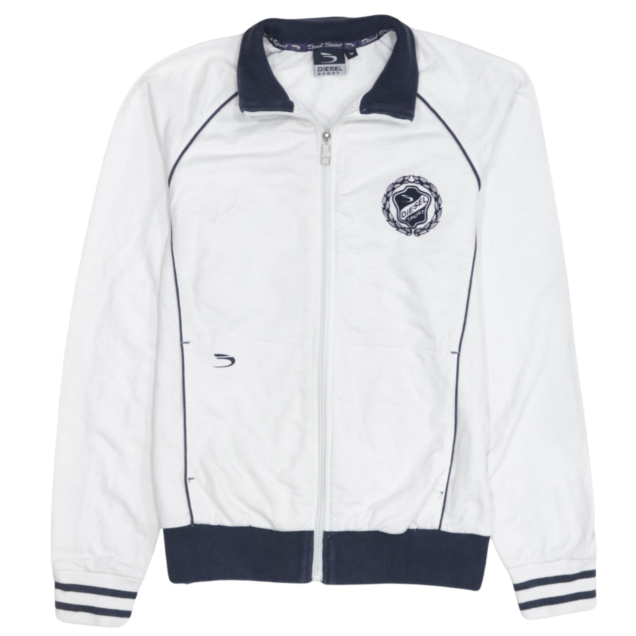 Diesel Men's White Track Jacket M Sports Zip Athletic Top