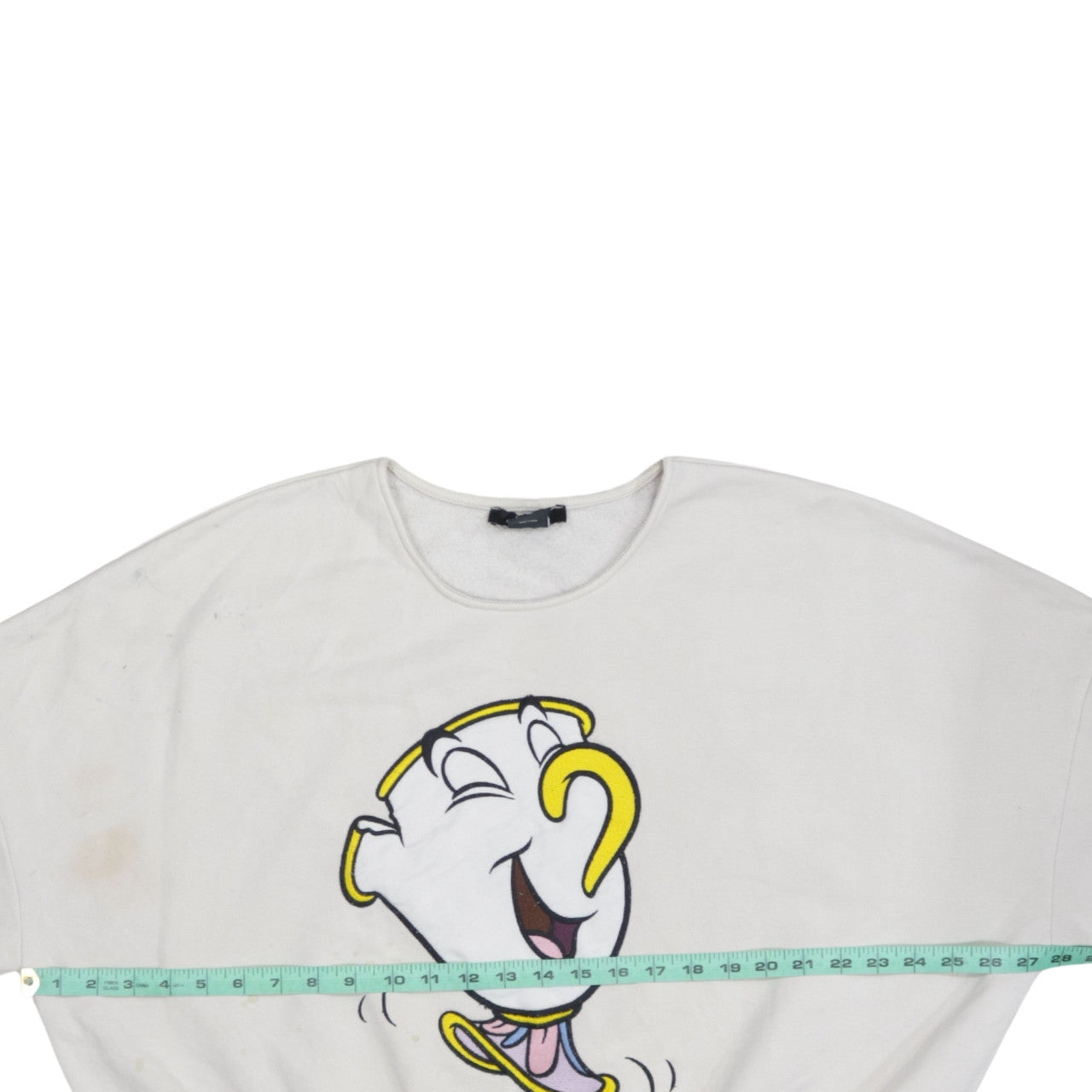 Bershka Disney Women White Chip Sweatshirt Size M Pullover Cotton Blend