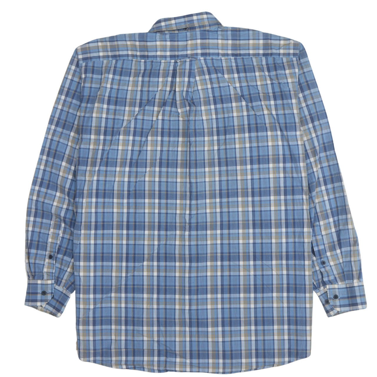 Lacoste Men's Blue Checked Button-Down Long Sleeve Cotton Shirt 16.5
