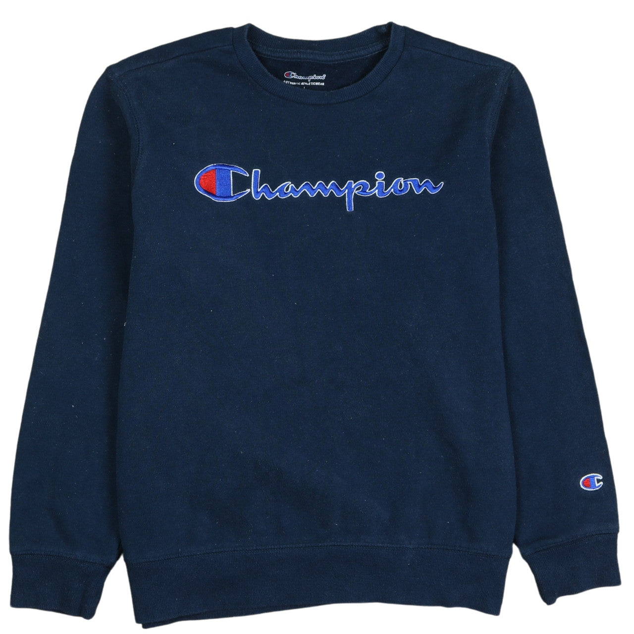 Champion Boys Blue Pullover Sweatshirt L Logo Embroidered Fleece