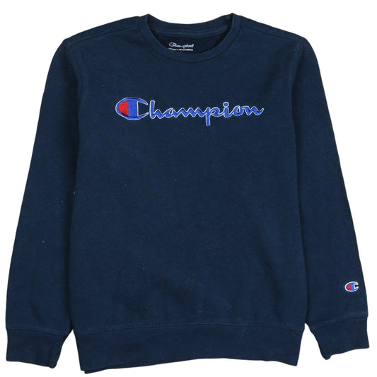 Champion Boys Blue Pullover Sweatshirt L Logo Embroidered Fleece