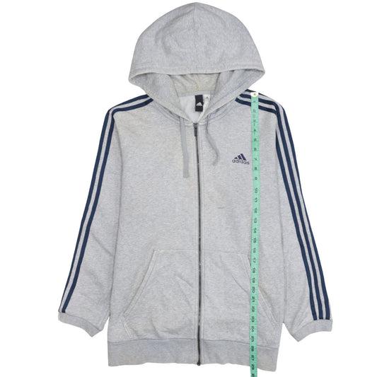Adidas Men’s Grey Full Zip Hoodie L Regular Fit Sports Style