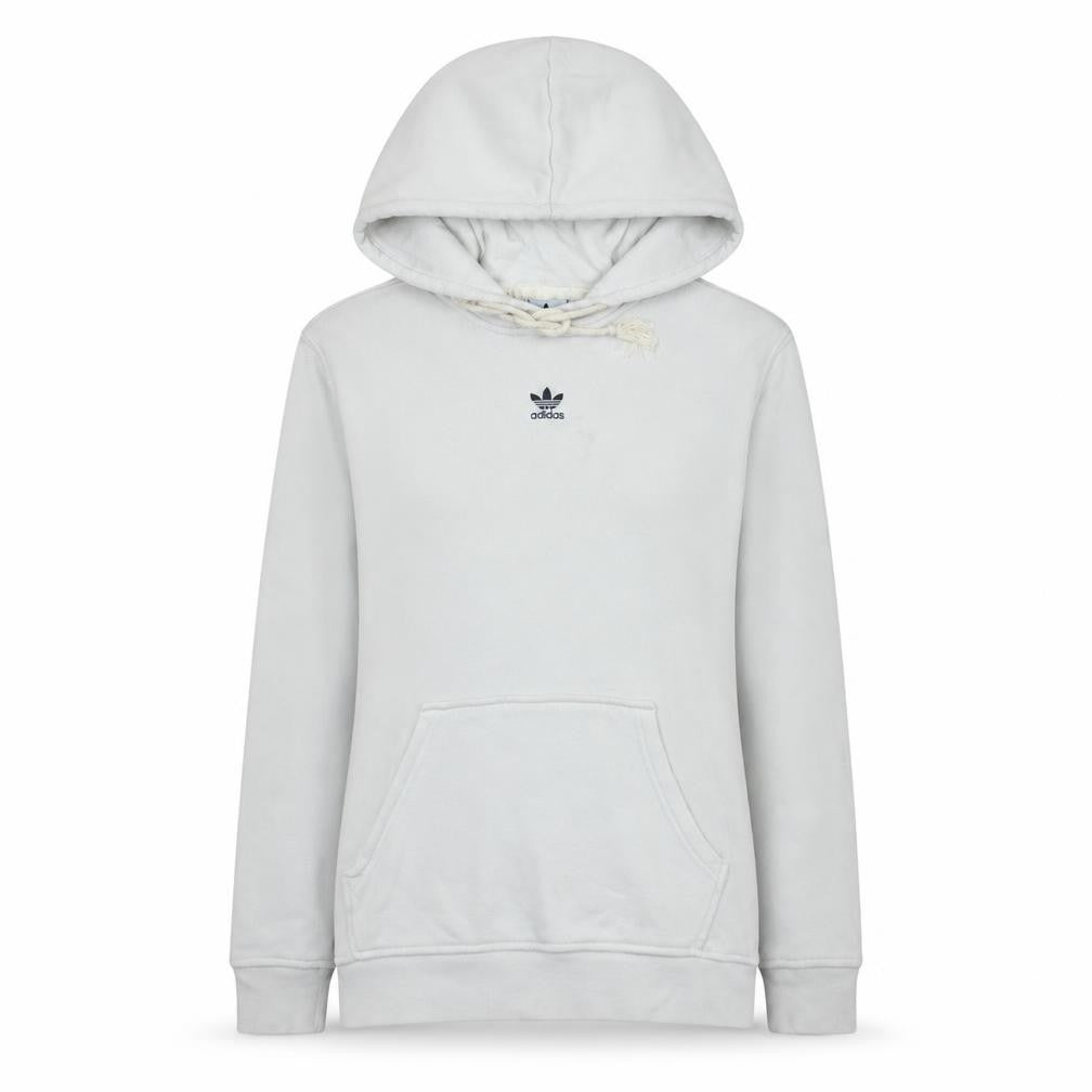 Adidas Womens White Pullover Hoodie UK 8-10 Cotton Logo Lined