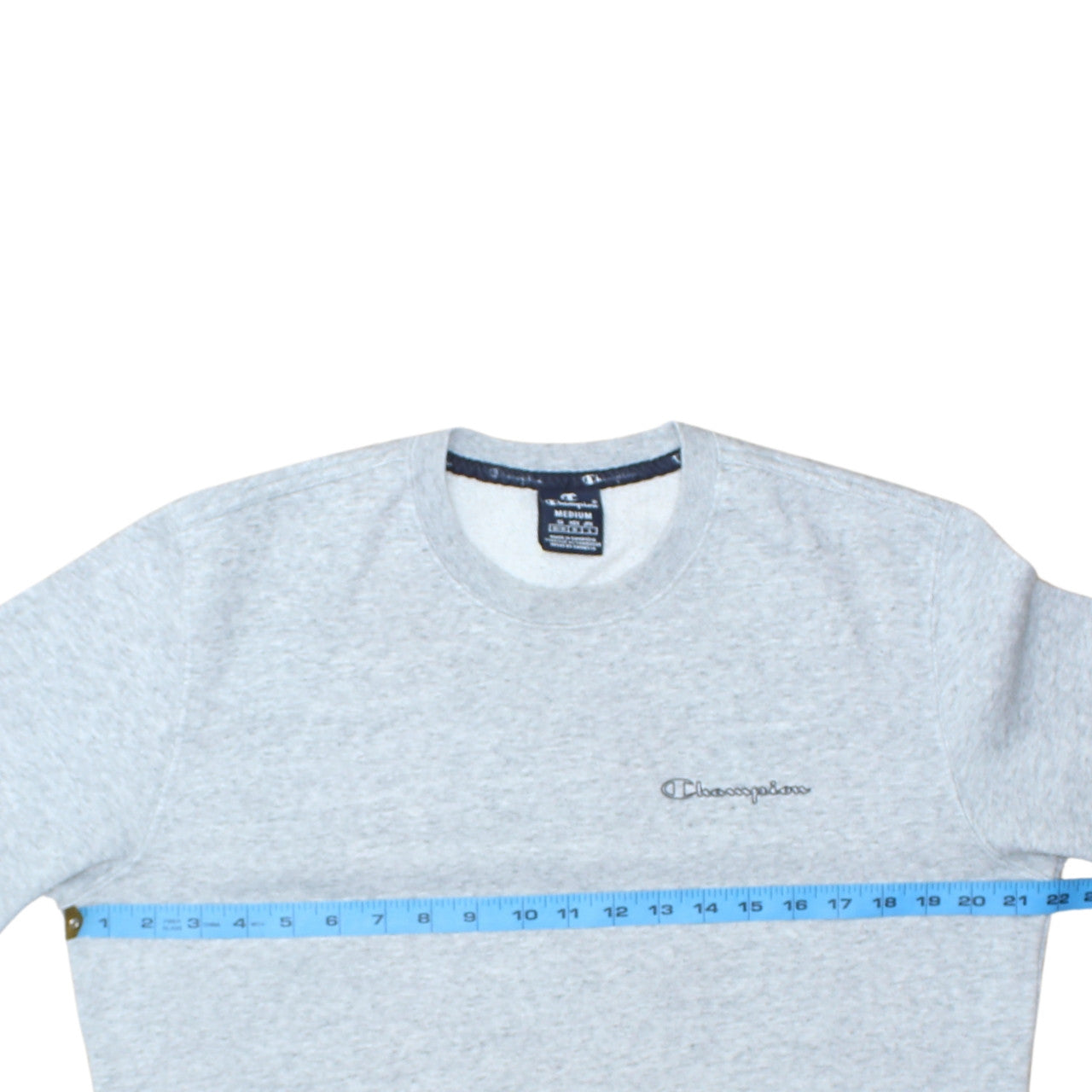 Champion Men's Grey Logo Crew Neck Fleece Sweatshirt Size M