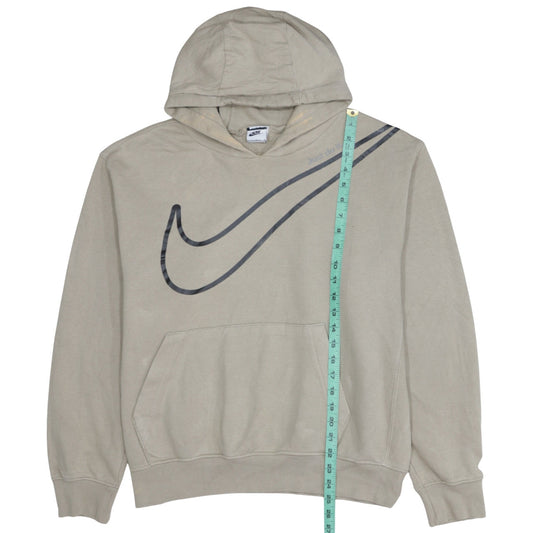 Nike Men Beige Pullover Hoodie M Logo Graphic Sportswear