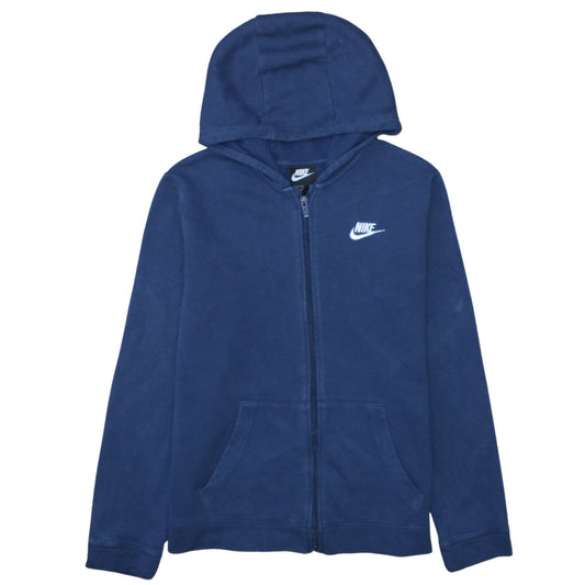 Nike Boys Blue Full Zip Fleece Hoodie XL 158-170cm Logo Casual Sportswear