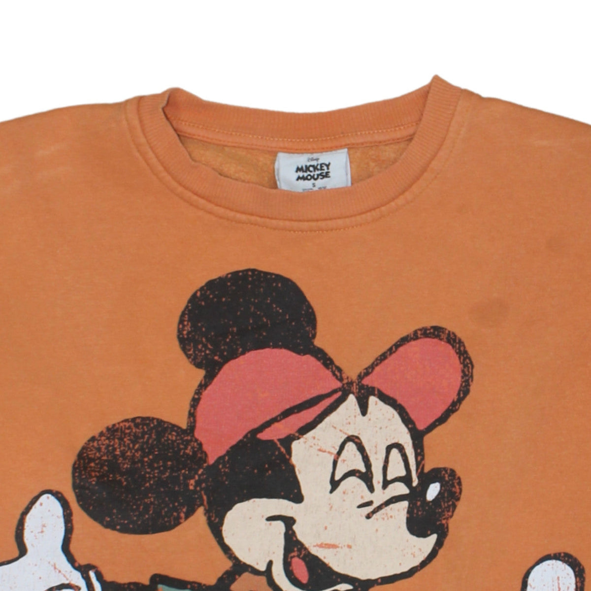 Disney Mickey Mouse Orange Sweatshirt Women S 10/12 Cotton Blend Crew Neck