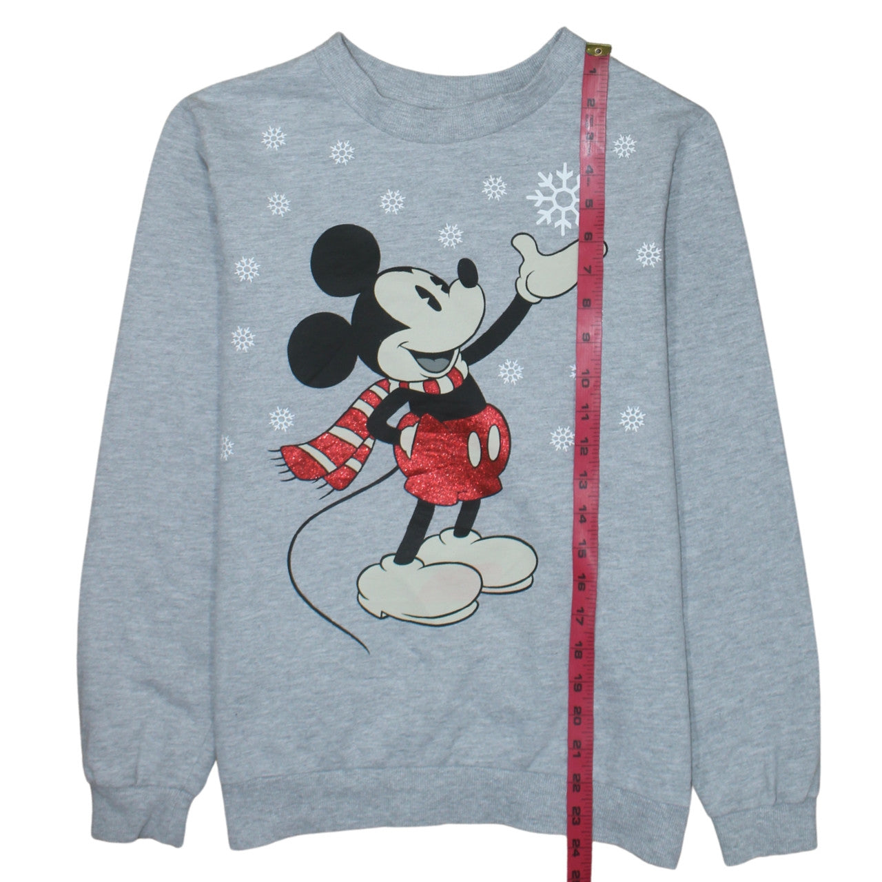 Disney Women Grey Mickey Mouse Glitter Graphic Sweatshirt Size 8