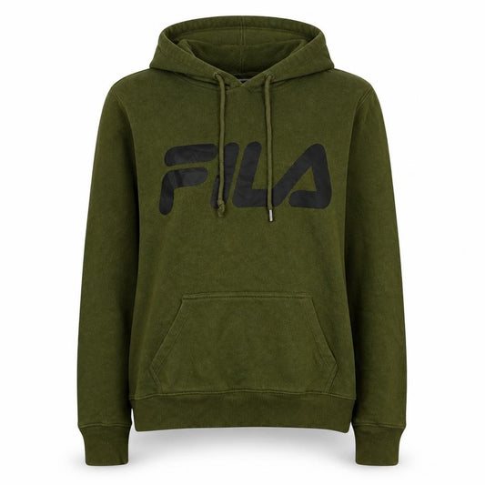 FILA Womens Green Pullover Hoodie Size L Logo Casual Sweatshirt
