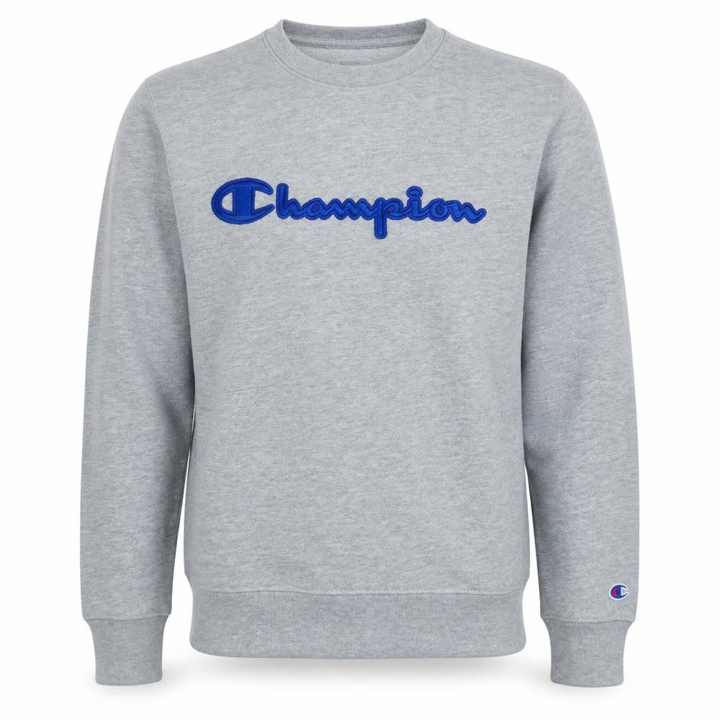 Champion Men's Grey Small Crew Neck Embroidered Logo Sweatshirt