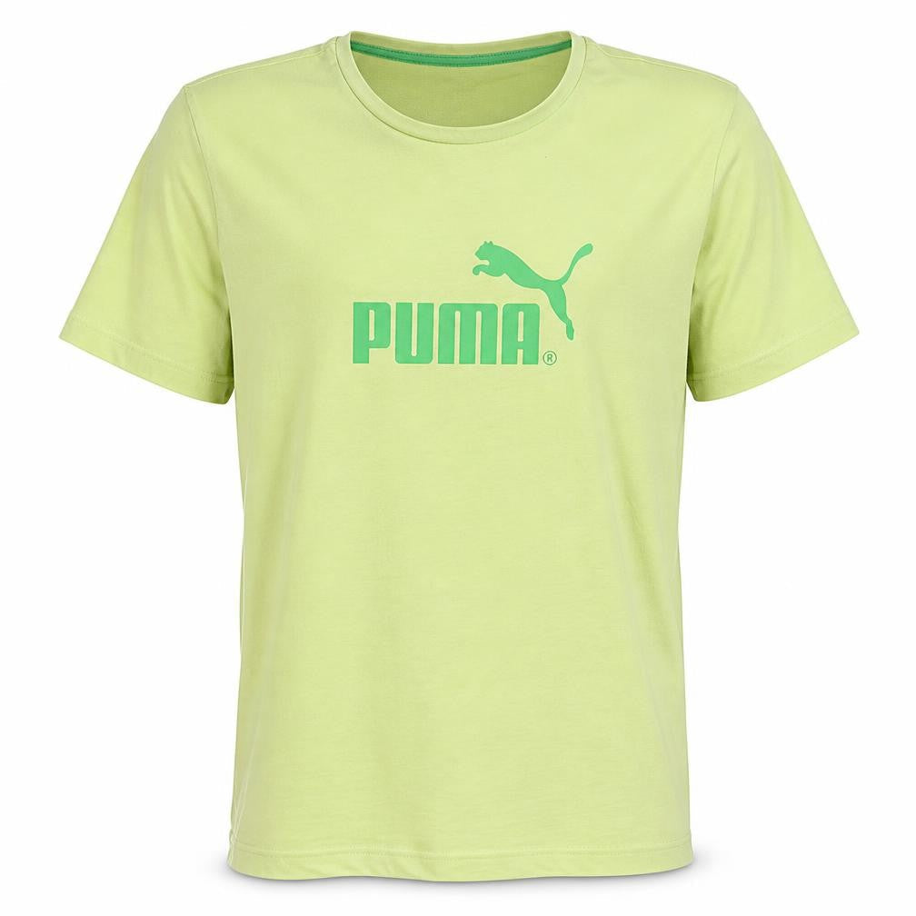Front view of Puma Men's Green Cotton Crew Neck Sports T-Shirt M
