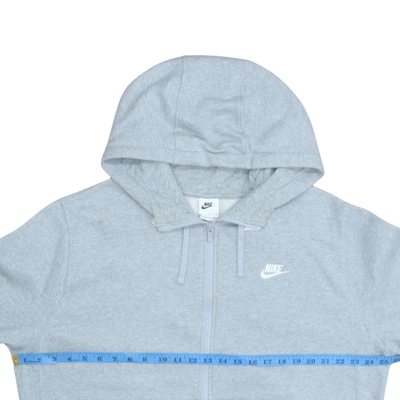 Nike Womens Grey Full Zip Hoodie XL - Cotton Blend Casual Sweatshirt