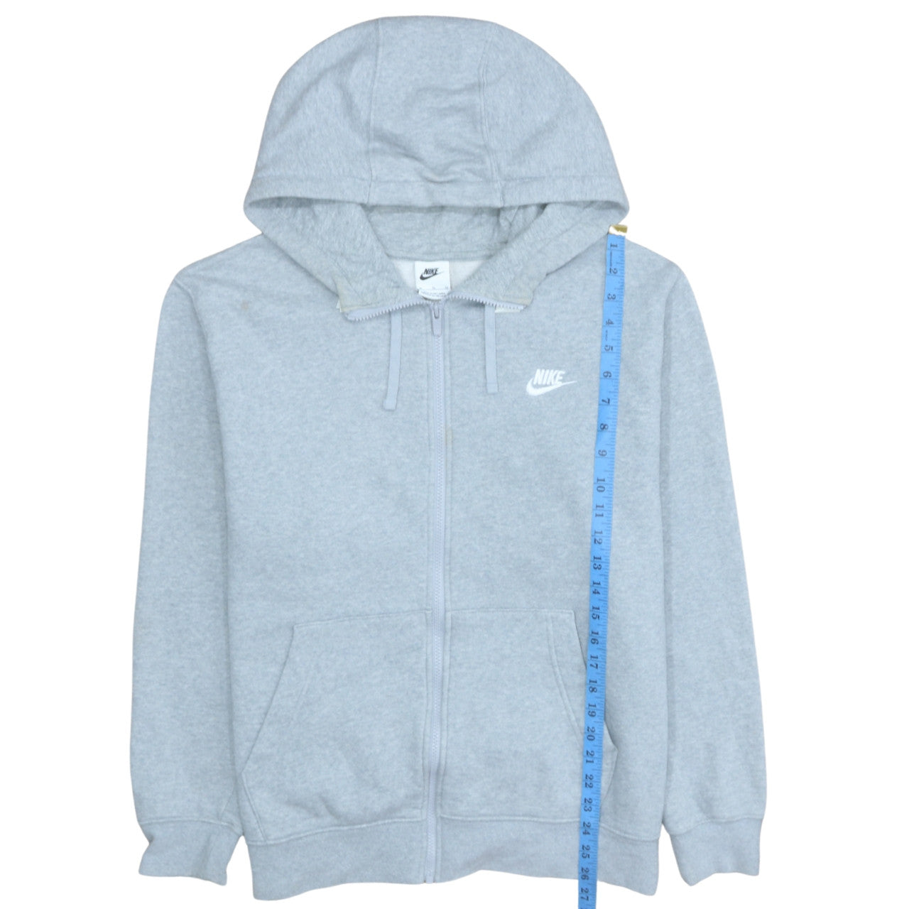 Nike Womens Grey Full Zip Hoodie XL - Cotton Blend Casual Sweatshirt
